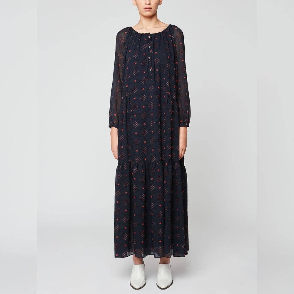 Paul & Joe Chaland Marine Floral Chiffon Long-Sleeve Maxi Dress